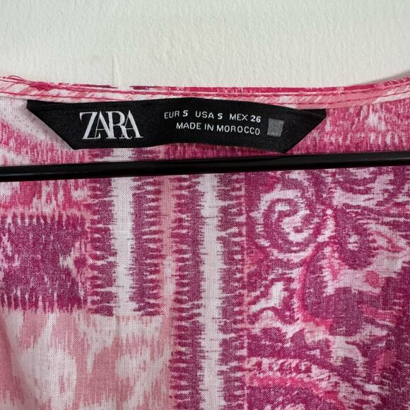 Zara Patchwork Print Dress Pink Cut Out Maxi Size Small - Picture 4 of 14